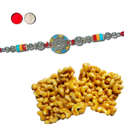 "Rakhi - ZR-5530 A (Single Rakhi), 250gms of KajuPakam Sweet - Click here to View more details about this Product